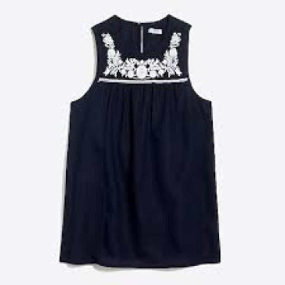 J. Crew Factory Floral Embroidered Sleeveless Blouse Top (NWT)